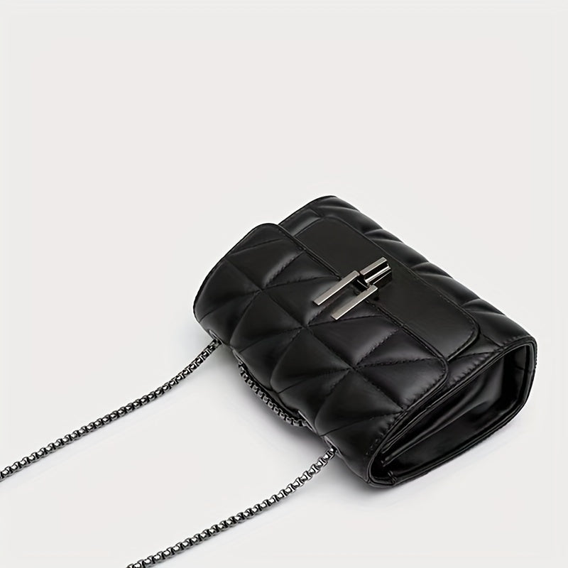 Borsa a spalla elegante da donna Valstrend con tracolla a catena, trapuntata in PU, borsa crossbody di lusso semplice e raffinata