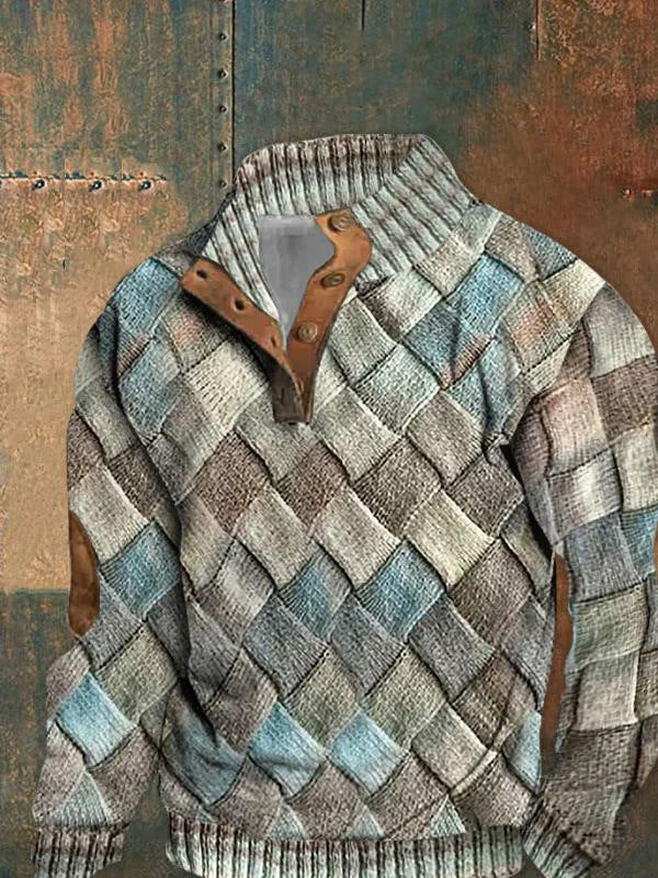 Maglione uomo Valstrend per primavera e autunno, con stampa digitale e chiusura lampo, in tessuto caldo e comodo.