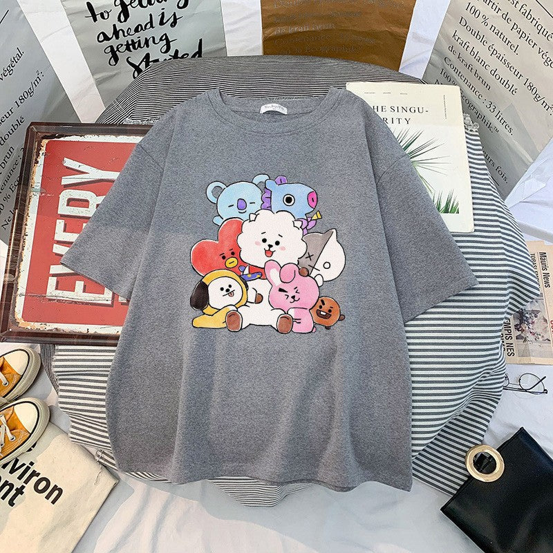 T-shirt donna stampata Valstrend, casual manica corta, top estivo con design alla moda e stampa colorata, stile cool girl.