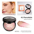 Cipria compatta illuminante e contouring in marmo Valstrend, confezione con polvere naturale per il viso e il trucco.