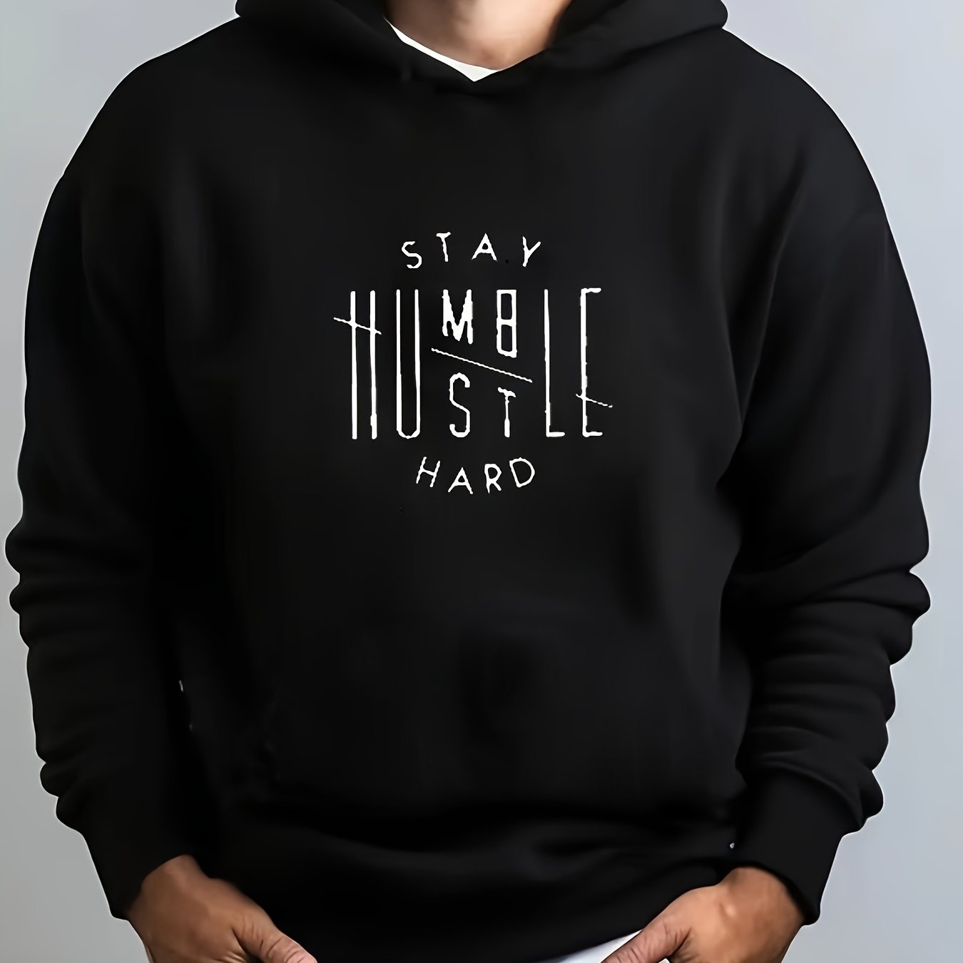 Felpa da uomo "Stay Humble Hard" di Valstrend shop, maglia a maniche lunghe, colore uniforme, misto poliestere, tessuto microfibra