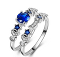 Anello donna Valstrend con design creativo, luna e gemma blu incastonata, stile europeo e statunitense, anello di fidanzamento elegante