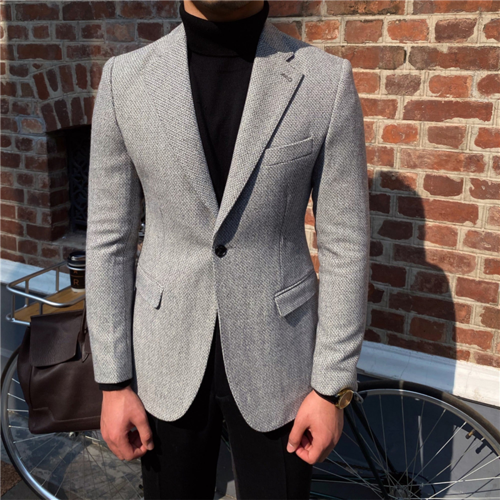 Giacca da uomo spessa e testurizzata di piccole dimensioni, stile elegante, tessuto robusto, marca Valstrend shop.