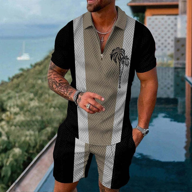 Completo casual Valstrend con giacca a zip e maniche corte, stile moderno e confortevole per il tempo libero.