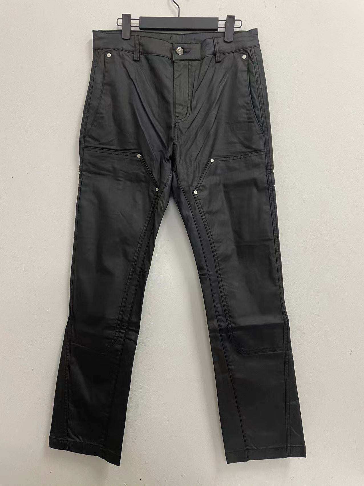 Fashion Black Brushed Wax Zipper Casual Jeans