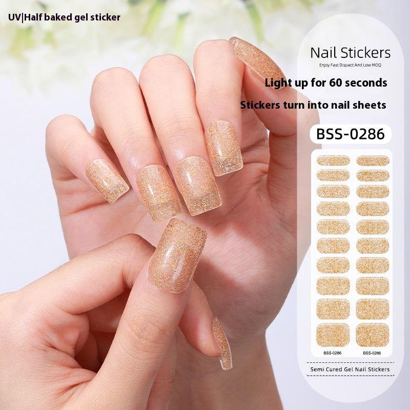 Pure Color Gel Nail Sticker Uv Phototherapy Semi-curing Nail Art Sticker