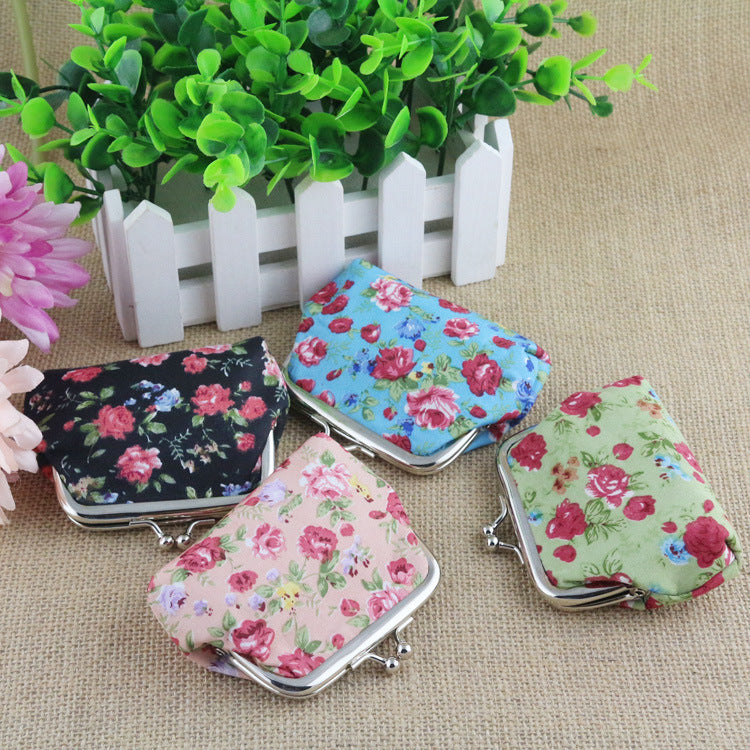 Portafoglio piccolo in tessuto a rose coreano per bambine, donna, portamonete mini, regalo, in vendita all'ingrosso.