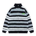 Maglione a righe in maglia per uomo, cappotto invernale Valstrend shop con trama a righe blu e bianco, collo alto e maniche lunghe