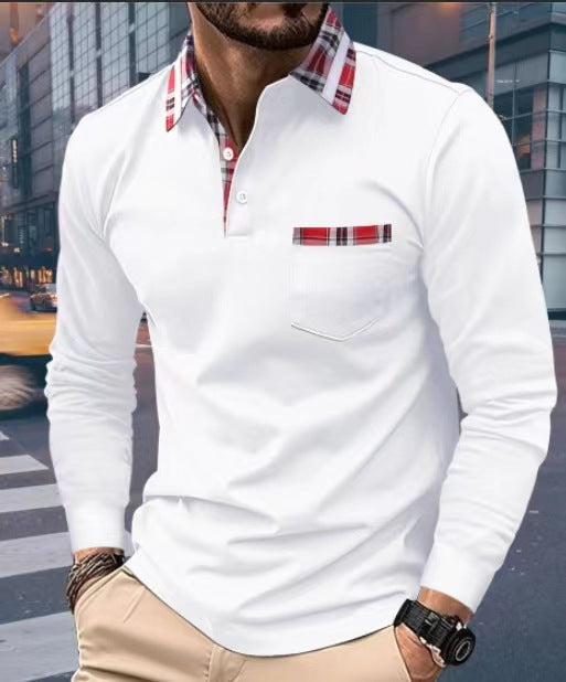 Felpa lunga da uomo Valstrend con tasca a bottoni autunnale, maniche lunghe e stile casual, in tessuto morbido e confortevole.