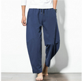 Pantaloni harem larghi in cotone e lino stile etnico, con pizzo, moda hip-hop, marca Valstrend shop, vestibilità comoda e casuale.