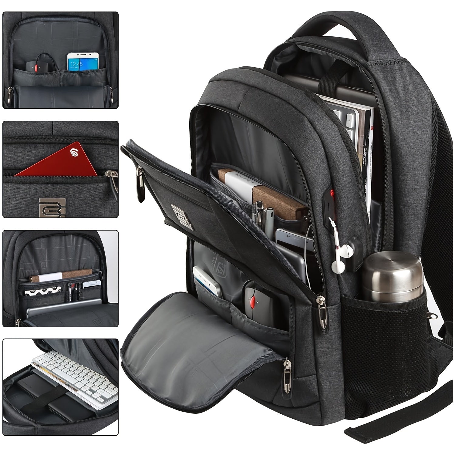 Zaino antitaccheggio sottile e resistente Valstrend, impermeabile per laptop fino a 15,6 pollici, ideale per viaggi di lavoro.