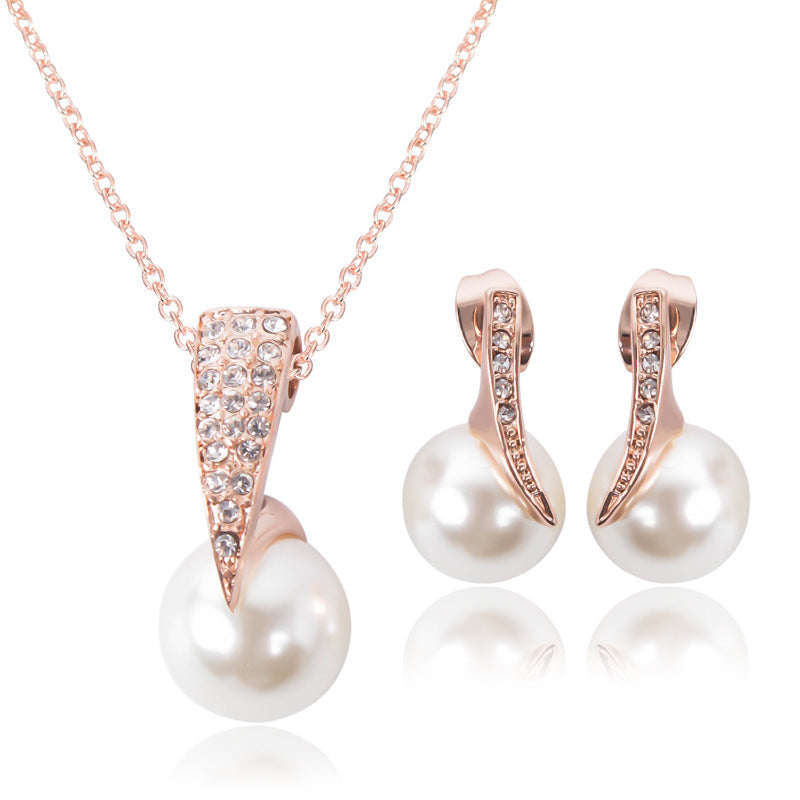 Set di gioielli da sposa con collana e orecchini in perle Valstrend, elegante e raffinato per matrimonio.