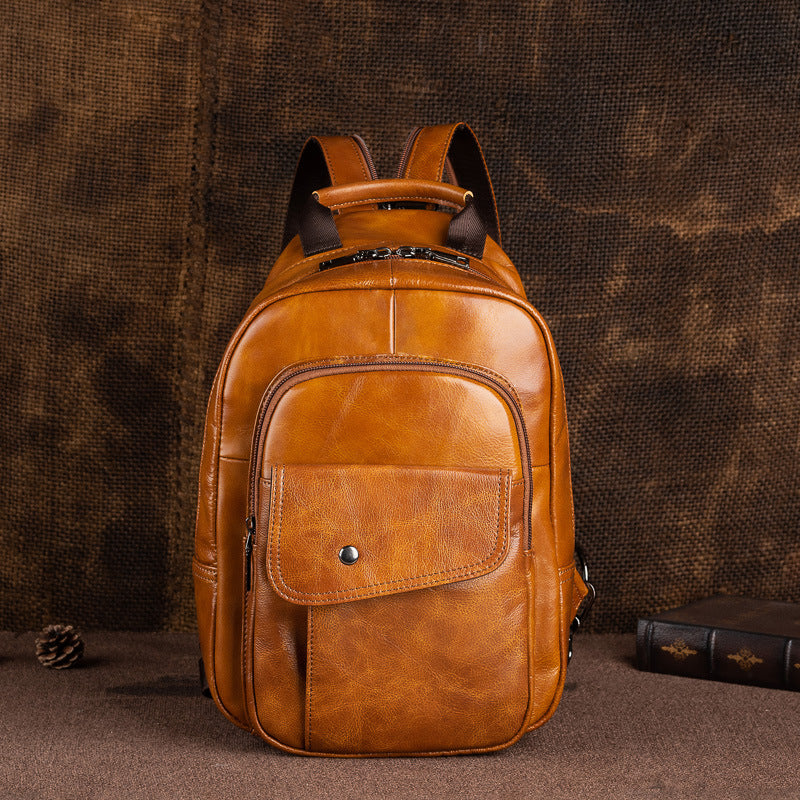 Borsa uomo multifunzionale in pelle bovina per viaggio, primo strato, con tasche e tracolla, di marca Valstrend.