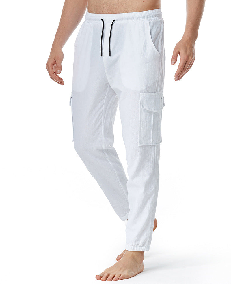 Pantaloni casual estivi da uomo Valstrend, in tinta unita, vestibilità ampia e comoda, tessuto leggero e traspirante.