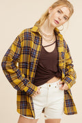 Camicia femminile plaid a maniche lunghe con colletto polo e tasca, stile autunno e primavera, marca Valstrend shop.