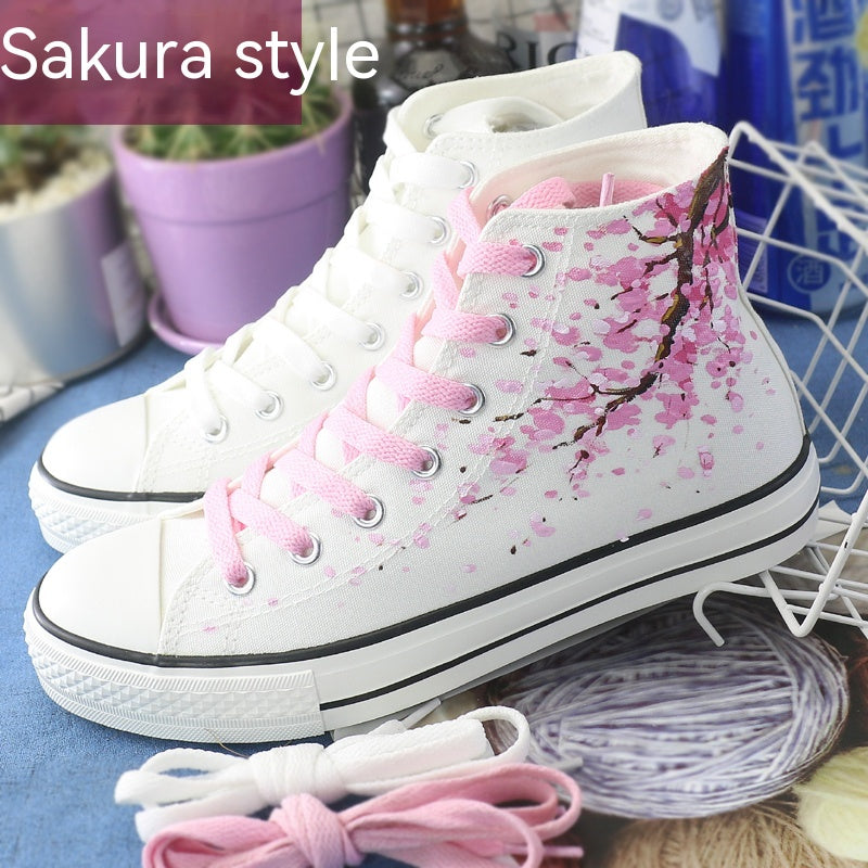 Scarpe alte in tela Valstrend per estate e autunno, con suola bianca e design casual, viste ai piedi.