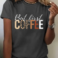 T-shirt donna Valstrend con stampa caffè, maniche corte, collo rotondo, ideale per primavera estate, abbigliamento casual.