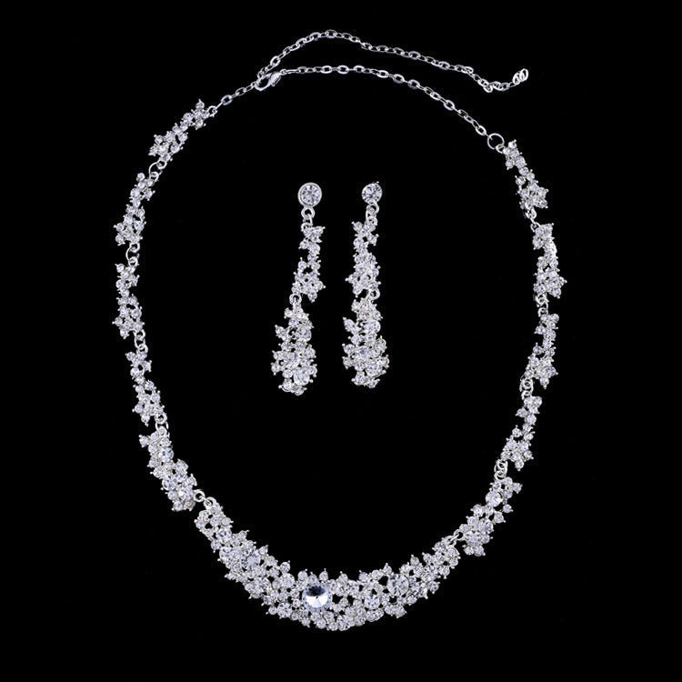 Set di collana e orecchini da sposa Valstrend con diamanti e pendente, perfetto per matrimonio e abito da sposa.