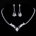 Set di gioielli da sposa con collana e orecchini a goccia d'acqua in argento placcato, stile coreano, elegante e raffinato.
