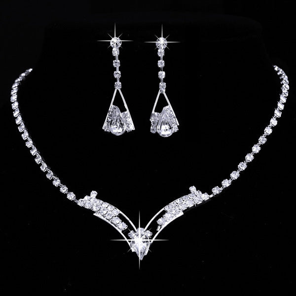 Set di gioielli da sposa con collana e orecchini a goccia d'acqua in argento placcato, stile coreano, elegante e raffinato.