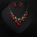 Set di gioielli donna con collana e orecchini a ciliegia, accessori eleganti per sera e sposa, marchio Valstrend.