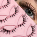 5 Pairs of Cross-border No. 1 Cross-border Cat Eye Lashes, Fluffy and Natural False Eyelashes, Russian Curl Dramatic D Curl False Eyelashes, Natural Fit for the Eyes, Eye-catching and Long, Extend Makeup, Halloween and Christmas