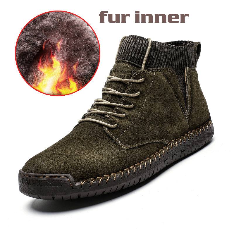 Stivali invernali da uomo Valstrend con tomaia in cotone, suola robusta e design resistente al freddo, ideali per l'inverno.