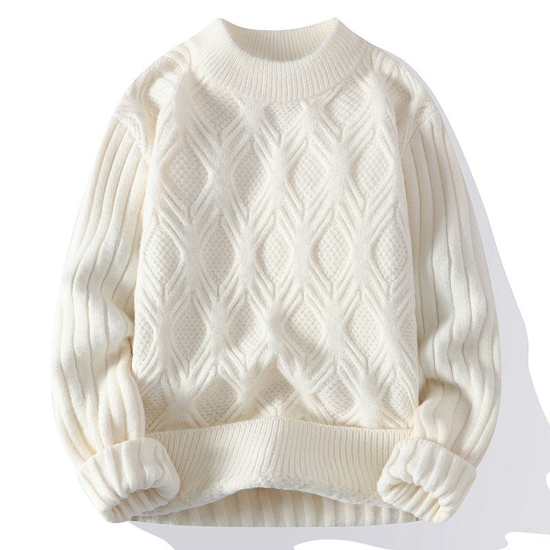 Maglione casual da uomo Valstrend in tessuto solido e twisted, con design semplice e comodo, ideale per un look quotidiano.