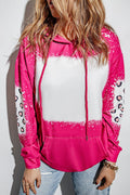Felpa con cappuccio stampa leopardata per donna, maniche lunghe e coulisse, in morbido tessuto, marca Valstrend.