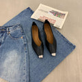 Scarpe donna Valstrend, scarpe basse con tacco chunky retrò e suola morbida, stile easy matching e design elegante.
