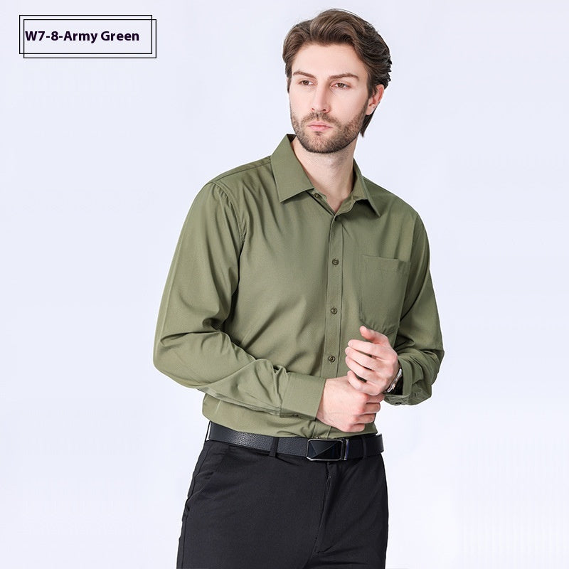 Camicia da uomo Valstrend, a maniche lunghe, stile minimalista, professionale, stretch, senza stiratura, ideale per lavoro e business.