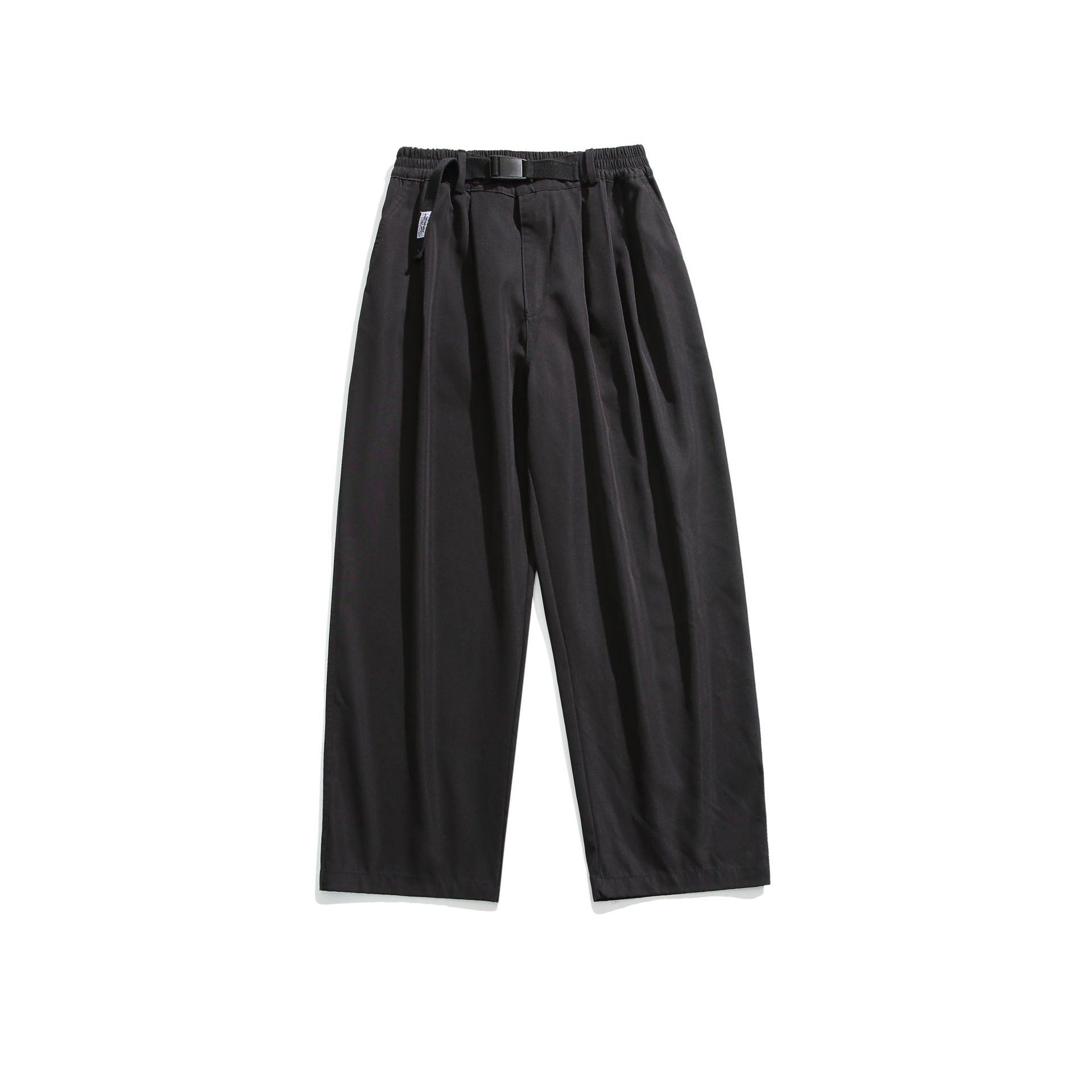 Pantaloni casual retrò di colore solido Valstrend shop, stile semplice e comodo, visualizzati in dettaglio.