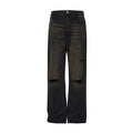American Street Washed Old Mud Dyed Damaged Trousers Men's Jeans