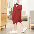 Pantaloni etnici da uomo in cotone e lino, a gamba tapered e cropped, con stampa floreale, di marca Valstrend shop.