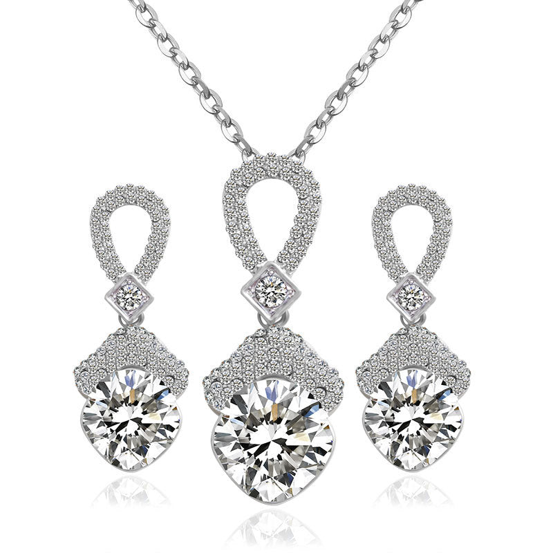 Set di gioielli da sposa con collana e orecchini in zirconio, elegante accessorio nuziale Valstrend per spose.