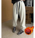 New Letter Embroidery Candy Color Fleece-lined Thick Track Pants