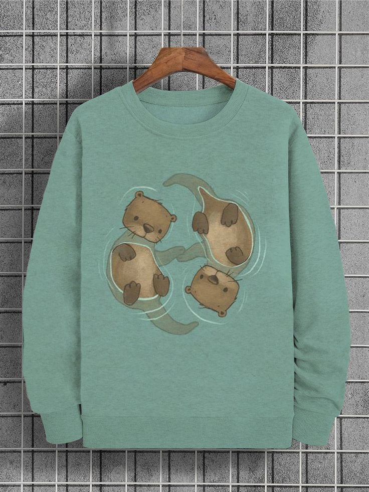 Felpa casual da uomo Valstrend con stampa animale, collo rotondo e design alla moda, morbida e comoda da indossare.