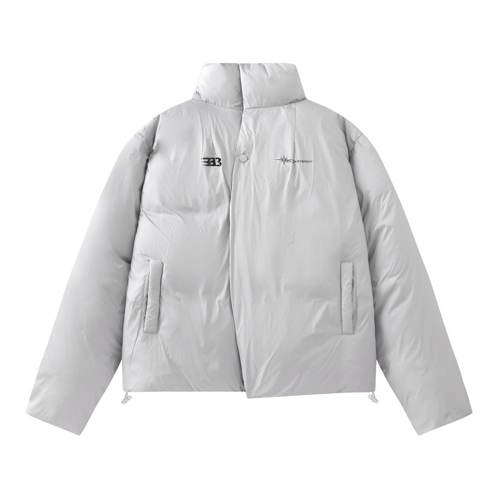 Giacca imbottita da uomo Valstrend in cotone a tinta unita, stile casual con collo e tasche frontali, design semplice e caldo.