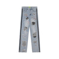 American Street Retro Tattered Jeans Washed Jeans