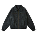 Giacca in pelle vintage e consumata da uomo, stile distressed, marca Valstrend shop, vista frontale con dettagli di cuciture e colletto
