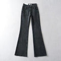 Jeans donna Valstrend con vita alta, elasticizzati, skinny e a zampa, modello micro flared in denim blu.