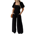 Completo jumpsuit donna con colletto quadrato e maniche corte, stile casual e moderno, di marca Valstrend.