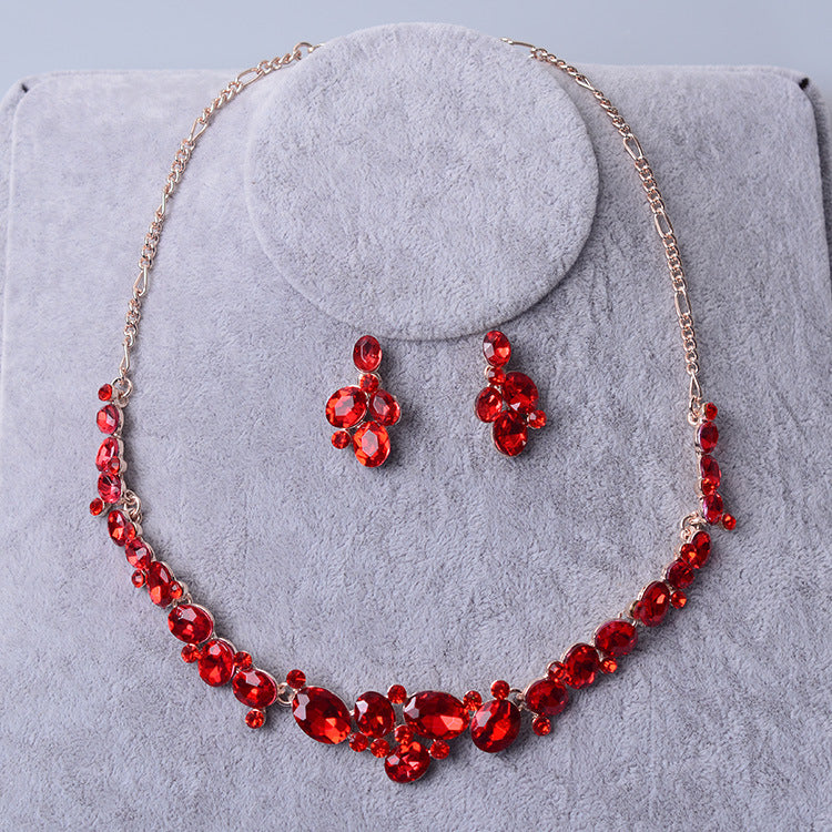 Set di collana e orecchini da sposa Valstrend in lega con strass, accessori per matrimonio, gioielli da sposa eleganti