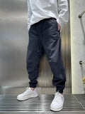 New Fleece-lined Ribbon Matching Ankle-tied Sweatpants Men
