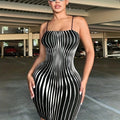 Chic Striped Off-Shoulder Bodycon Dress with Side Detail - Sleeveless, Stretchy Polyester Blend, Machine Washable - Perfect for Spring & Summer