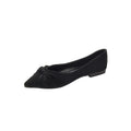 Décolleté piatte a punta da donna Valstrend, scarpe di moda con design elegante in pelle nera.