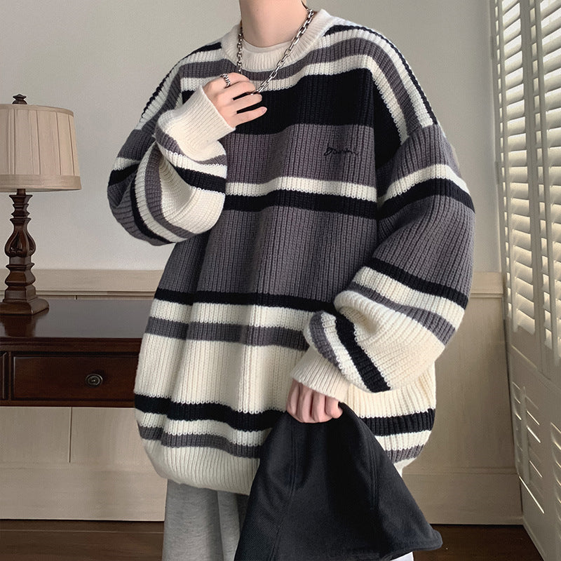 Striped Contrast Color Sweater Boys
