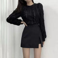 Gonna elegante nera da donna Valstrend, gonna a vita alta in tessuto morbido e leggero, perfetta per look sofisticati.