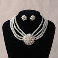 Set di gioielli da sposa Valstrend con collana a fiori, perle di lusso e orecchini abbinati, accessori matrimonio eleganti