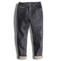 Jeans da lavoro vintage Valstrend, pantaloni dritti in denim scuro, robusti e dal look usato, stile workwear heavy dark.